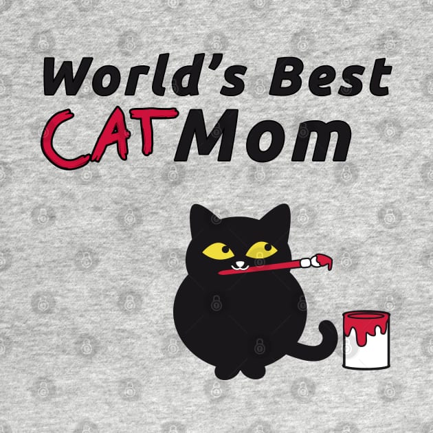 World's Best Cat Mom Cute Chubby kitty Painting by HappyGiftArt